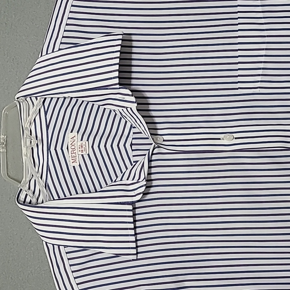 MERONA Blue Purple Striped Long Sleeve Button Up Shirt - Size XXL 18-18 1/2